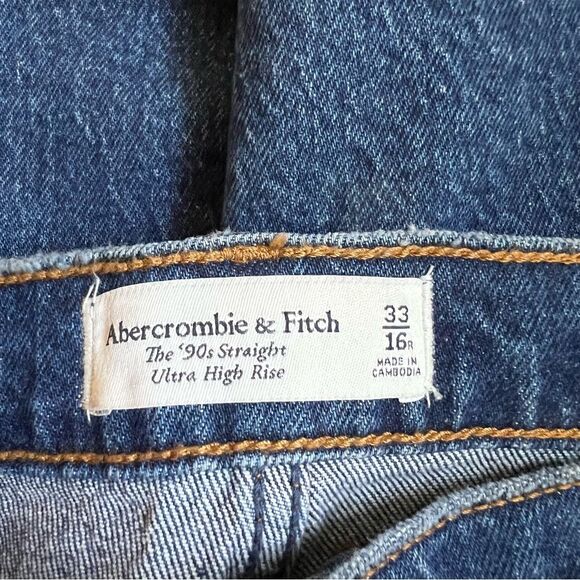 Abercrombie NWT 90s Straight Ultra High Rise Wash Size 33 Classic Denim - Picture 7 of 11